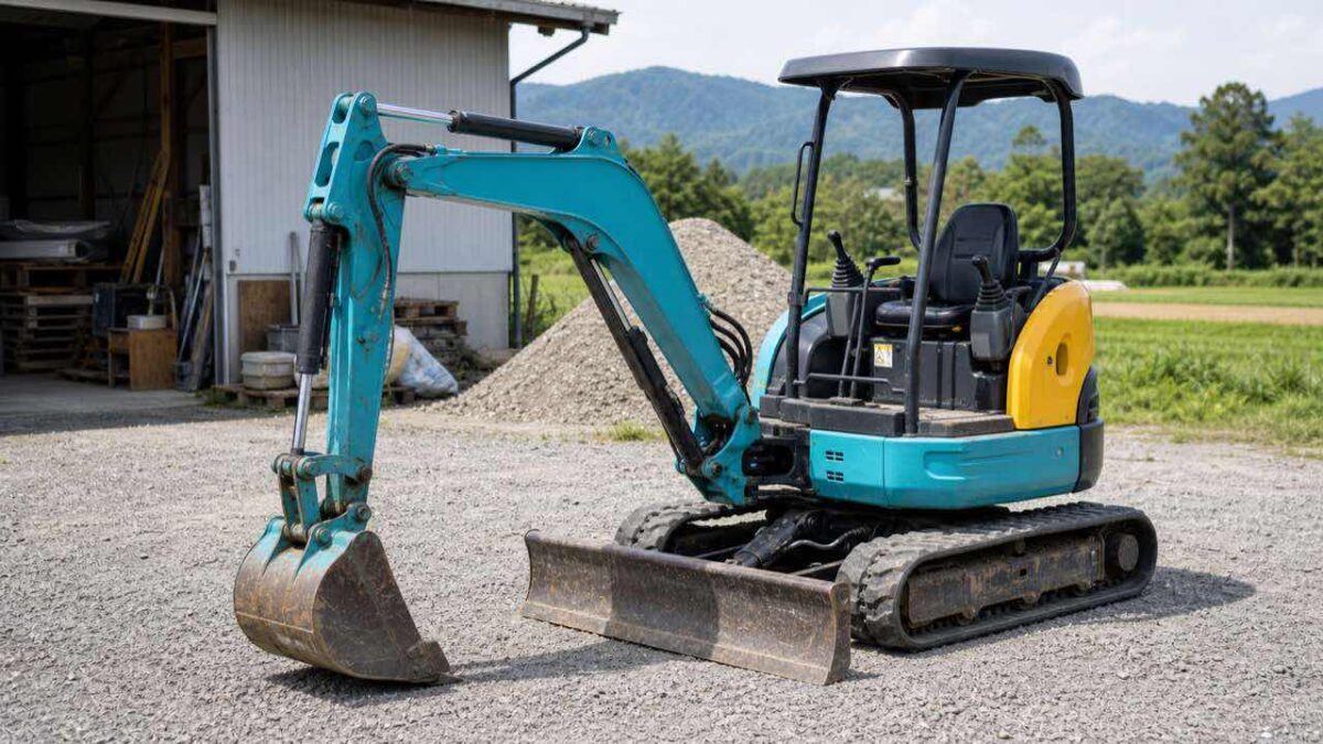 小型バックホーの機体全体を確認できる様子