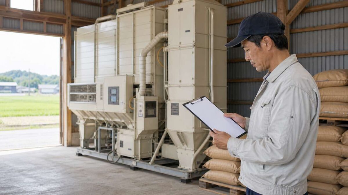 米乾燥機の価格を見積もりで確認している様子